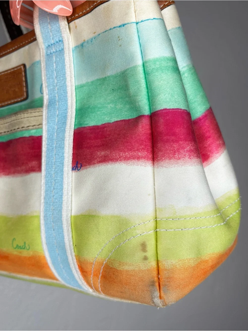 2007  colorful stripe small Coach Tote handbag (PROJECT BAG)